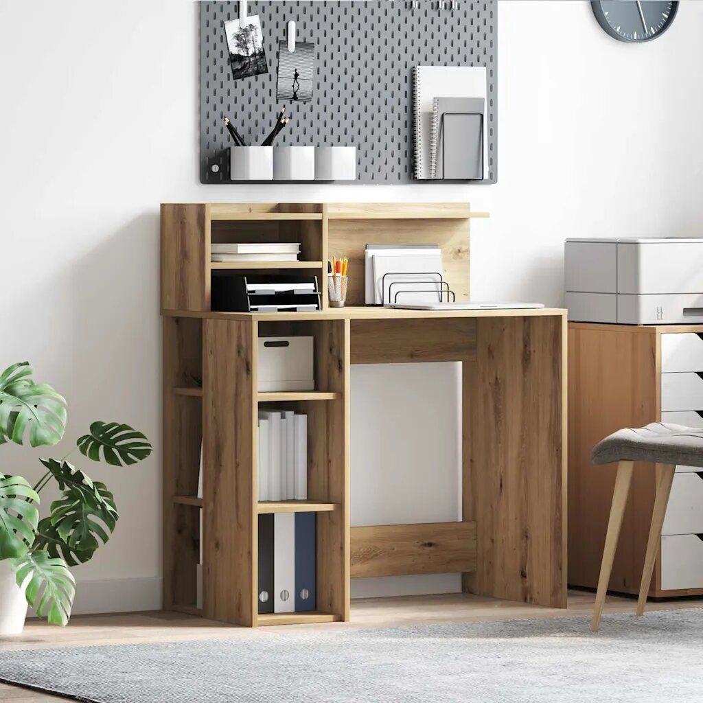 vidaXL Бюро Дъб Инженерна дървесина 90 x 48 x 1015 см
