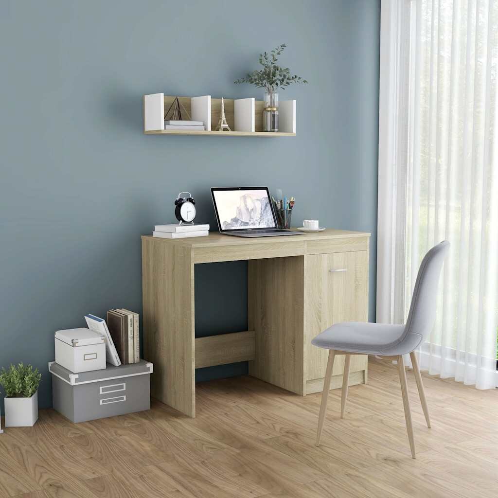 vidaXL Бюро дъб сонома 100x50x76 см инженерно дърво