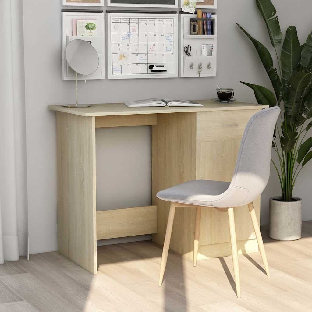 vidaXL Бюро дъб сонома 100x50x76 см инженерно дърво