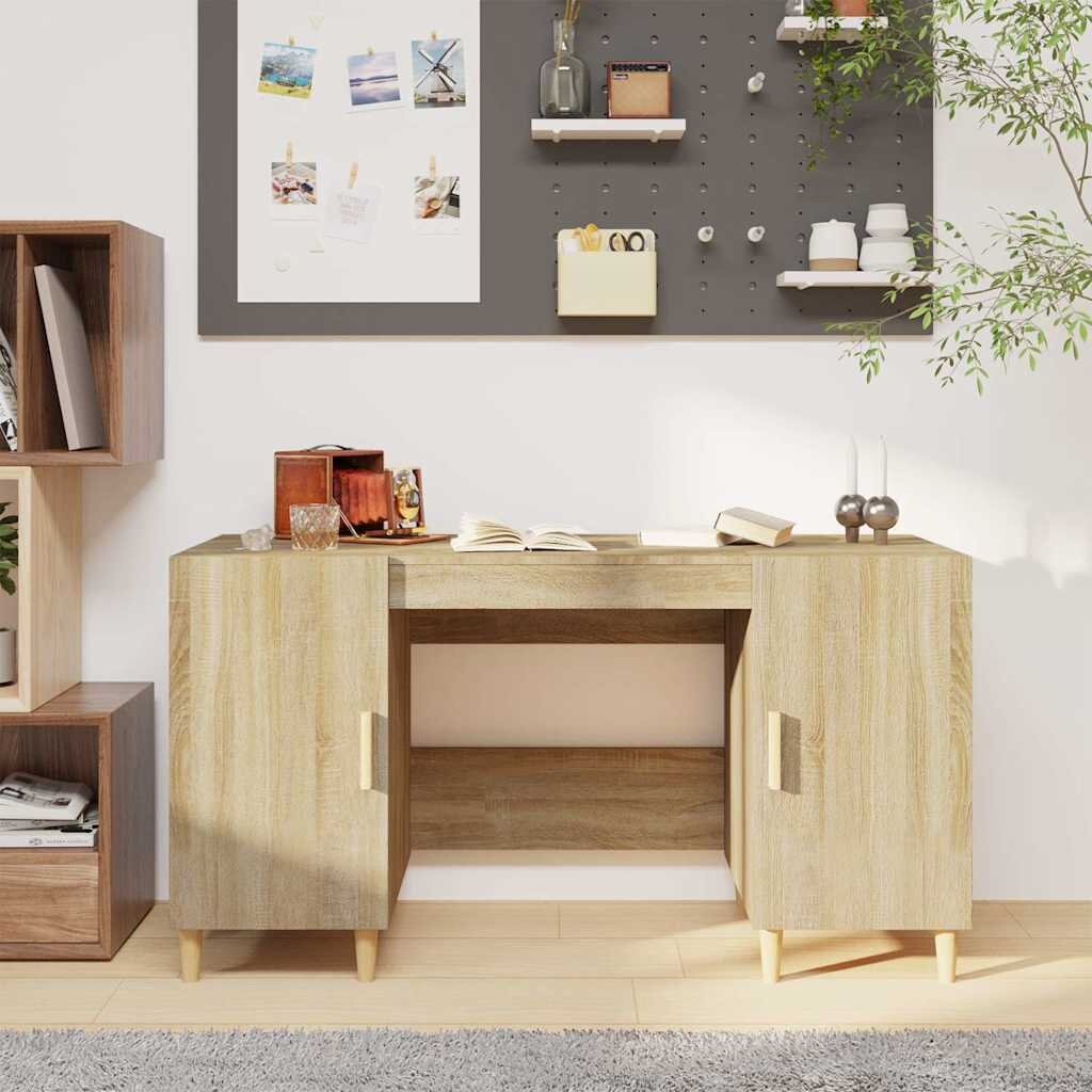 vidaXL Бюро дъб сонома 140x50x75 см инженерно дърво