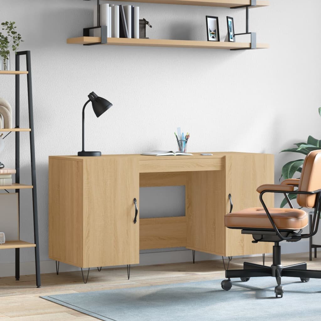vidaXL Бюро дъб сонома 140x50x75 см инженерно дърво