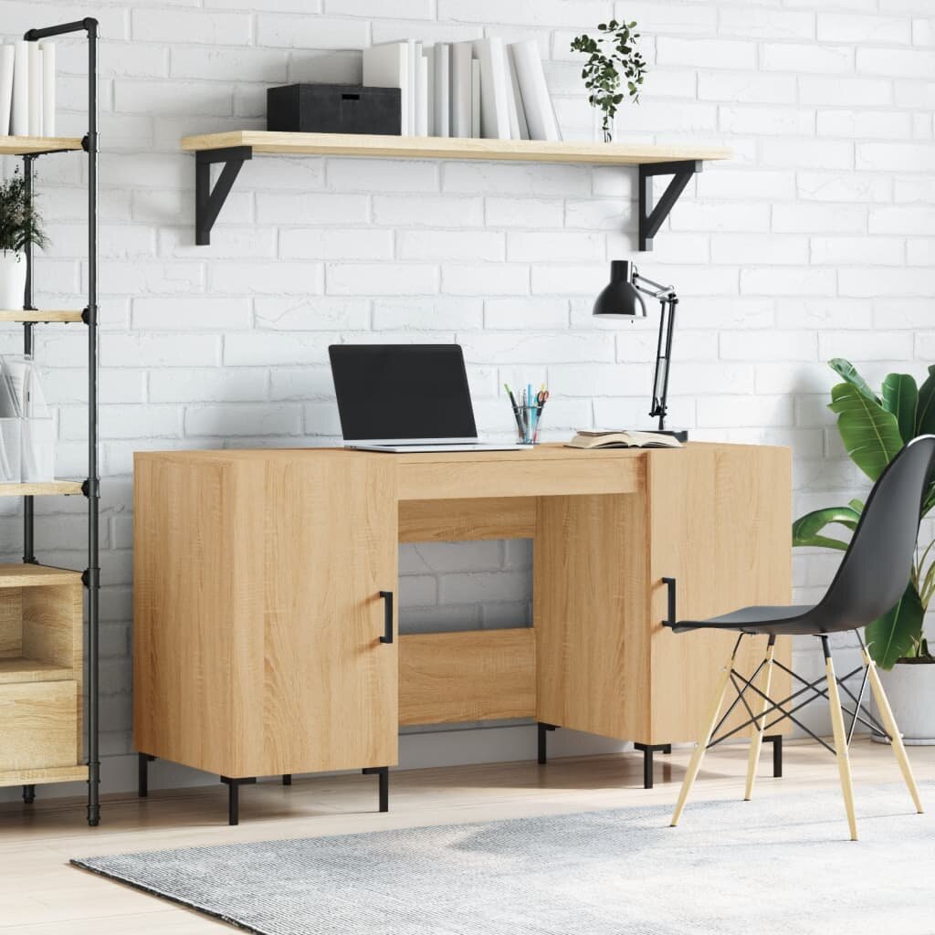 vidaXL Бюро дъб сонома 140x50x75 см инженерно дърво