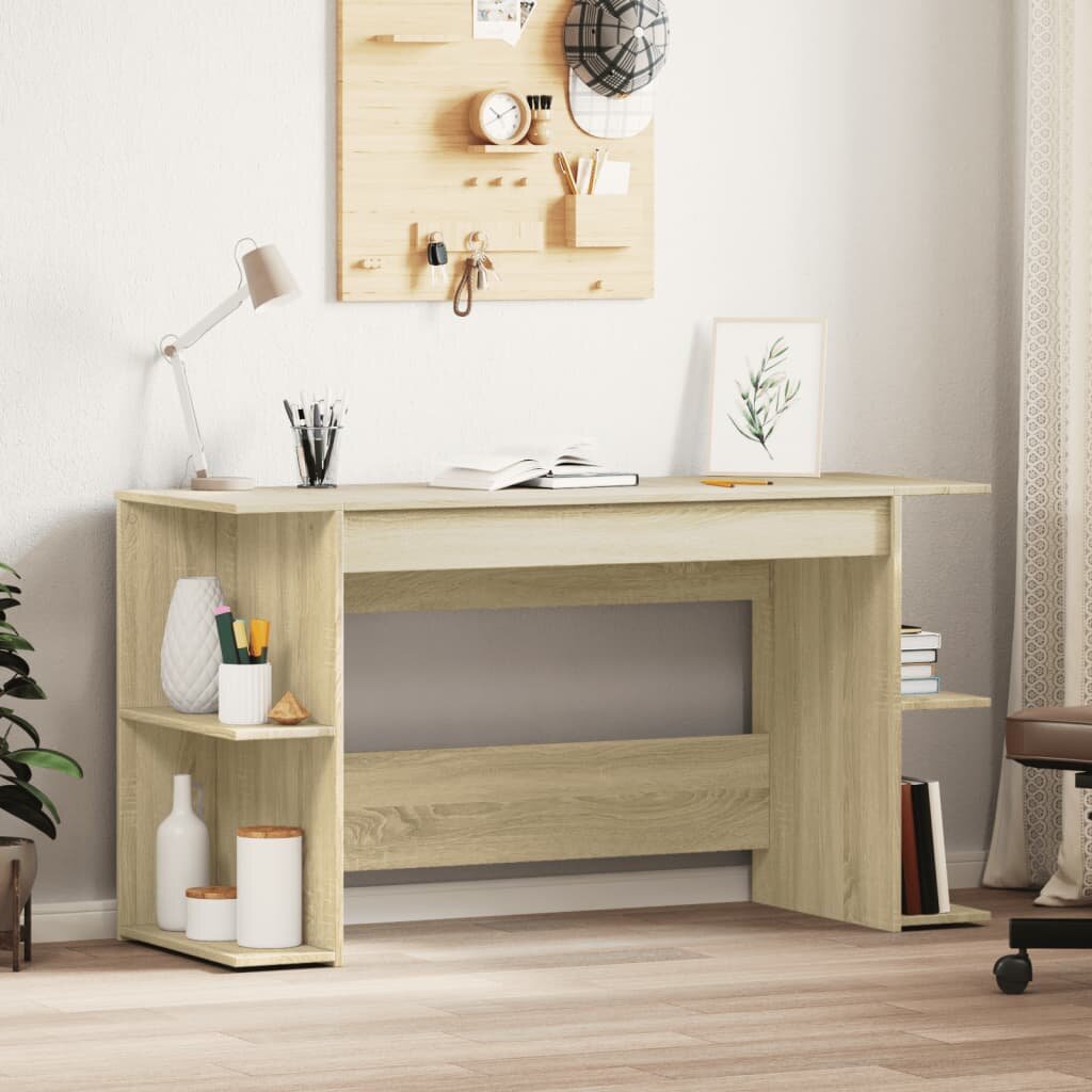 vidaXL Бюро дъб сонома 140x50x75 см инженерно дърво