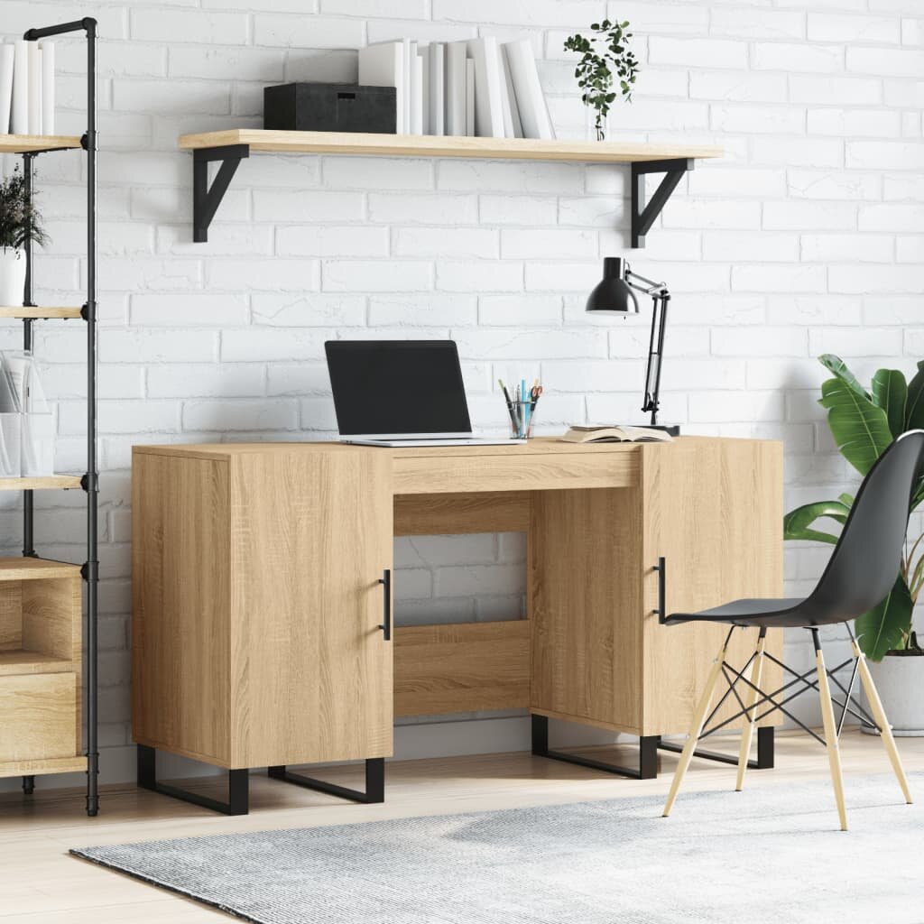 vidaXL Бюро дъб сонома 140x50x75 см инженерно дърво