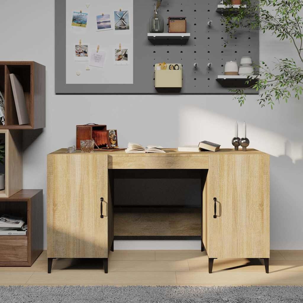 vidaXL Бюро дъб сонома 140x50x75 см инженерно дърво