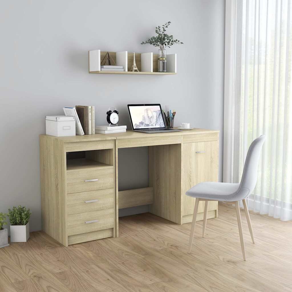 vidaXL Бюро дъб сонома 140x50x76 см инженерно дърво