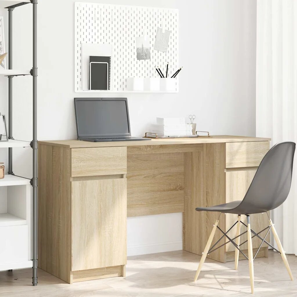 vidaXL Бюро дъб сонома Инженерна дървесина 140 x 49 x 76 см