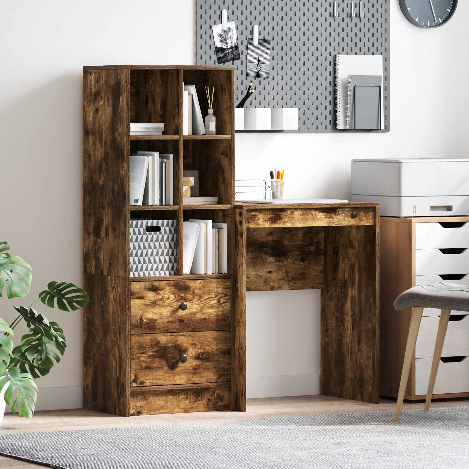 vidaXL Бюро Димян дъб 1055 x 34 x 127 см 2 бр.