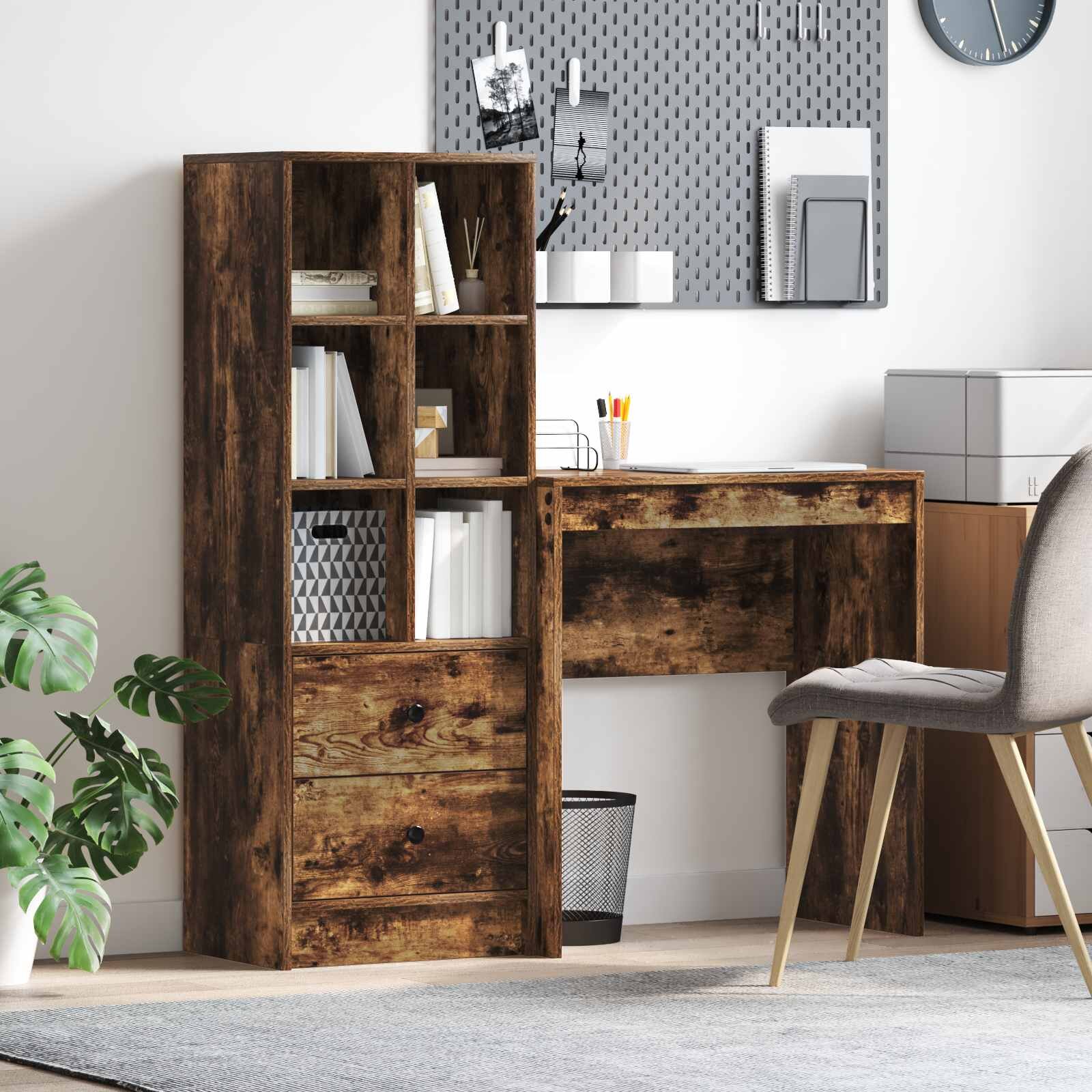 vidaXL Бюро Димян дъб 1155 x 40 x 127 см 2 бр.