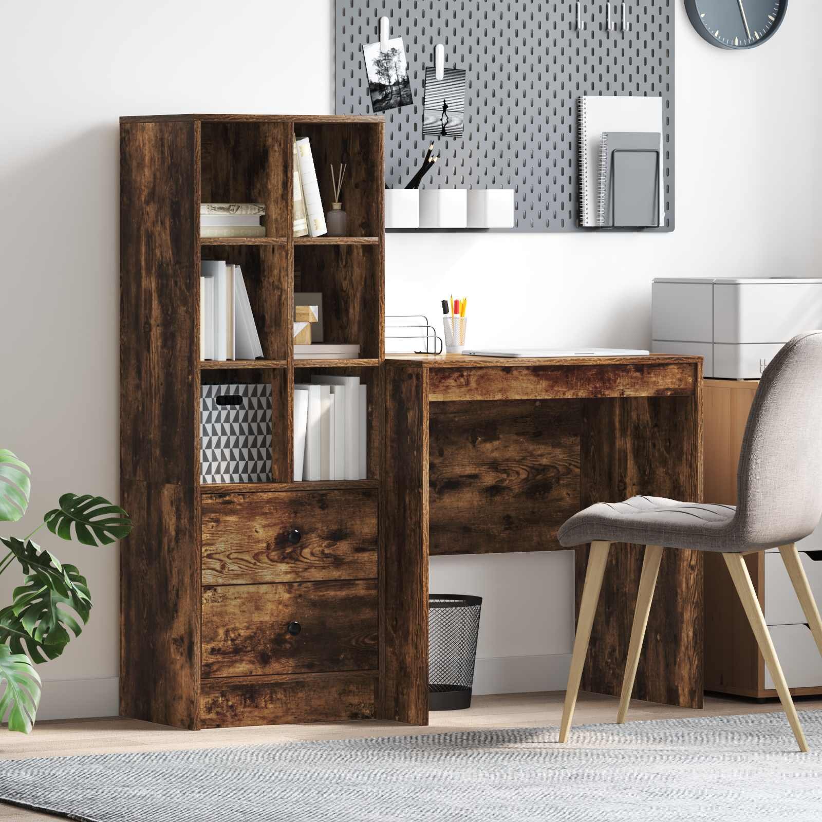 vidaXL Бюро Димян дъб 1155 x 50 x 127 см 2 бр.