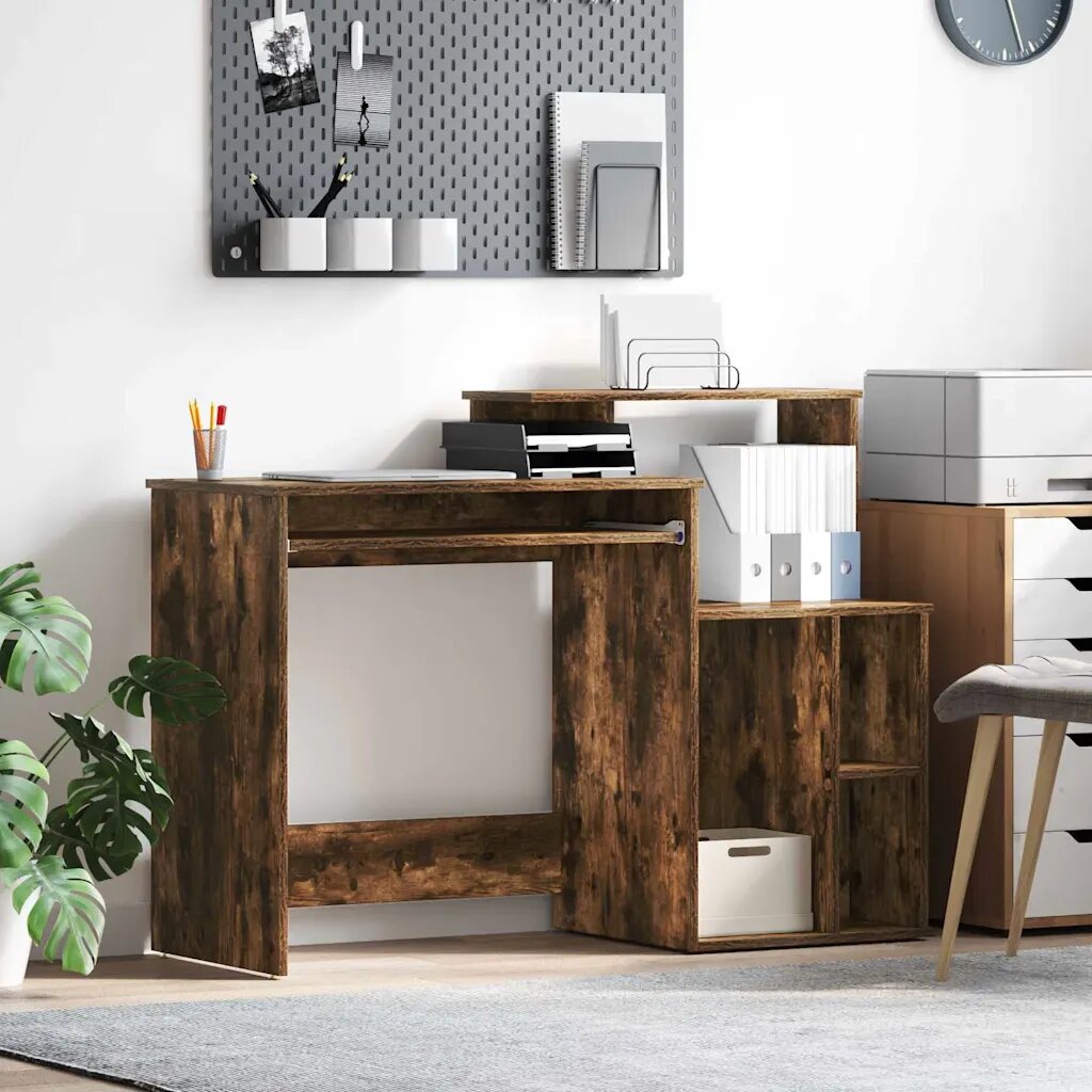 vidaXL Бюро Димян дъб 1205 x 44 x 885 см Инженерна дървесина