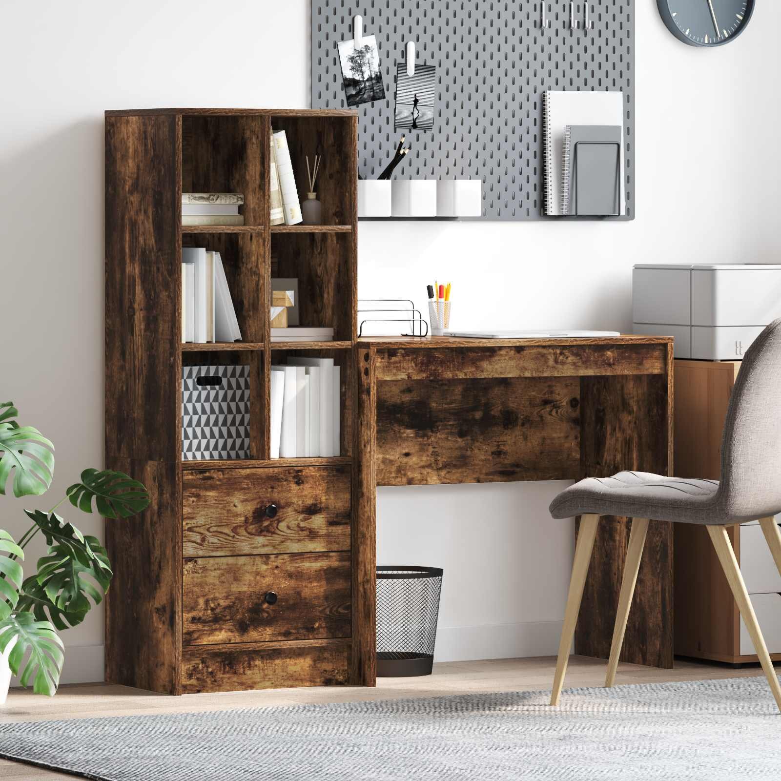 vidaXL Бюро Димян дъб 1255 x 40 x 127 см 2 бр.