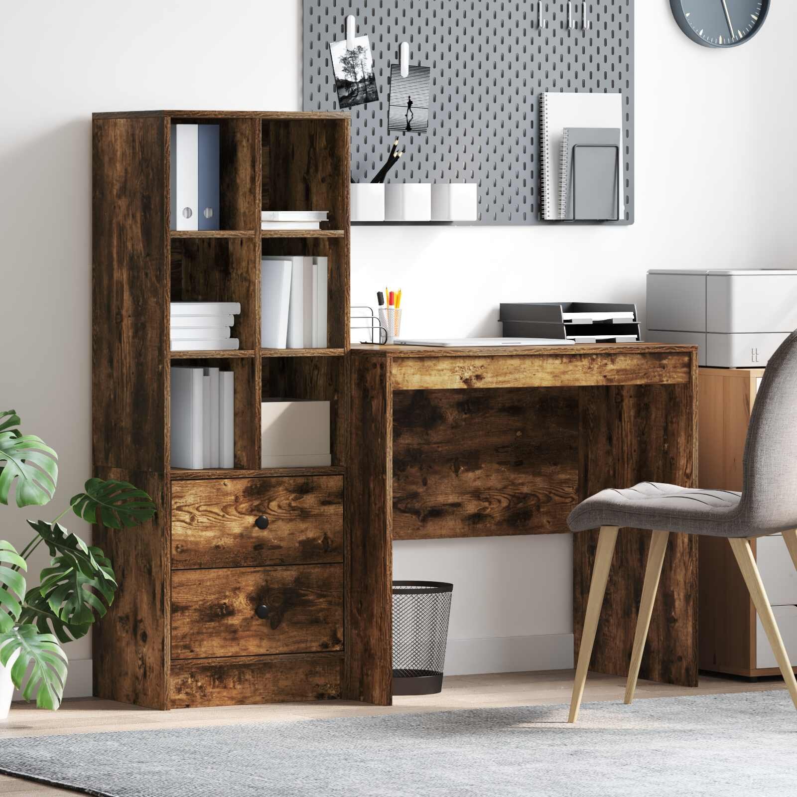 vidaXL Бюро Димян дъб 1255 x 50 x 127 см 2 бр.