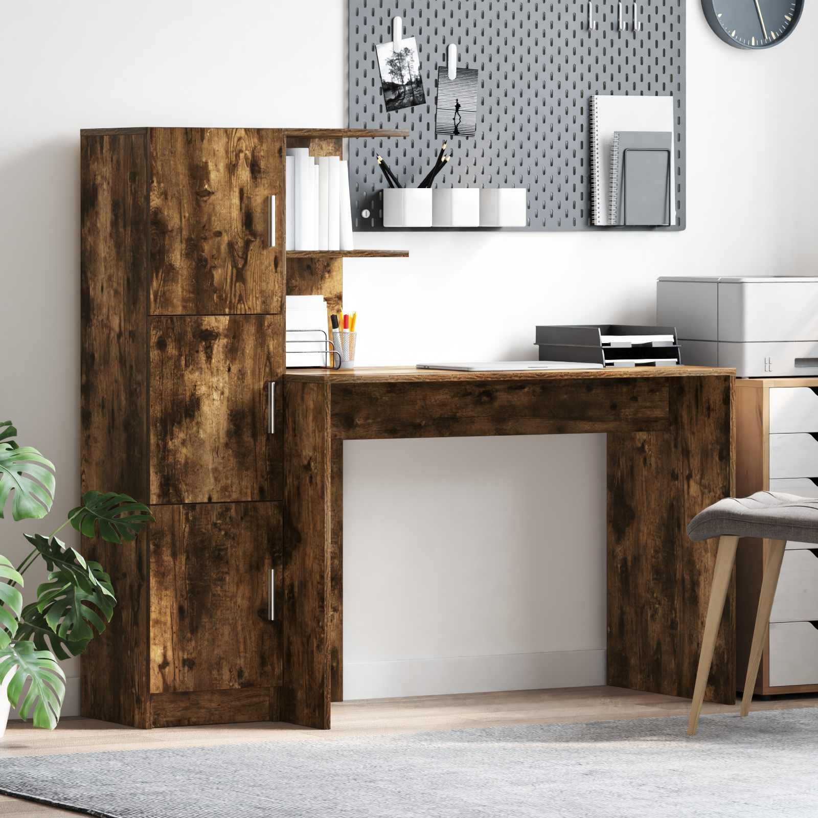 vidaXL Бюро Димян дъб 133.5 x 50 x 124 см 2 бр.