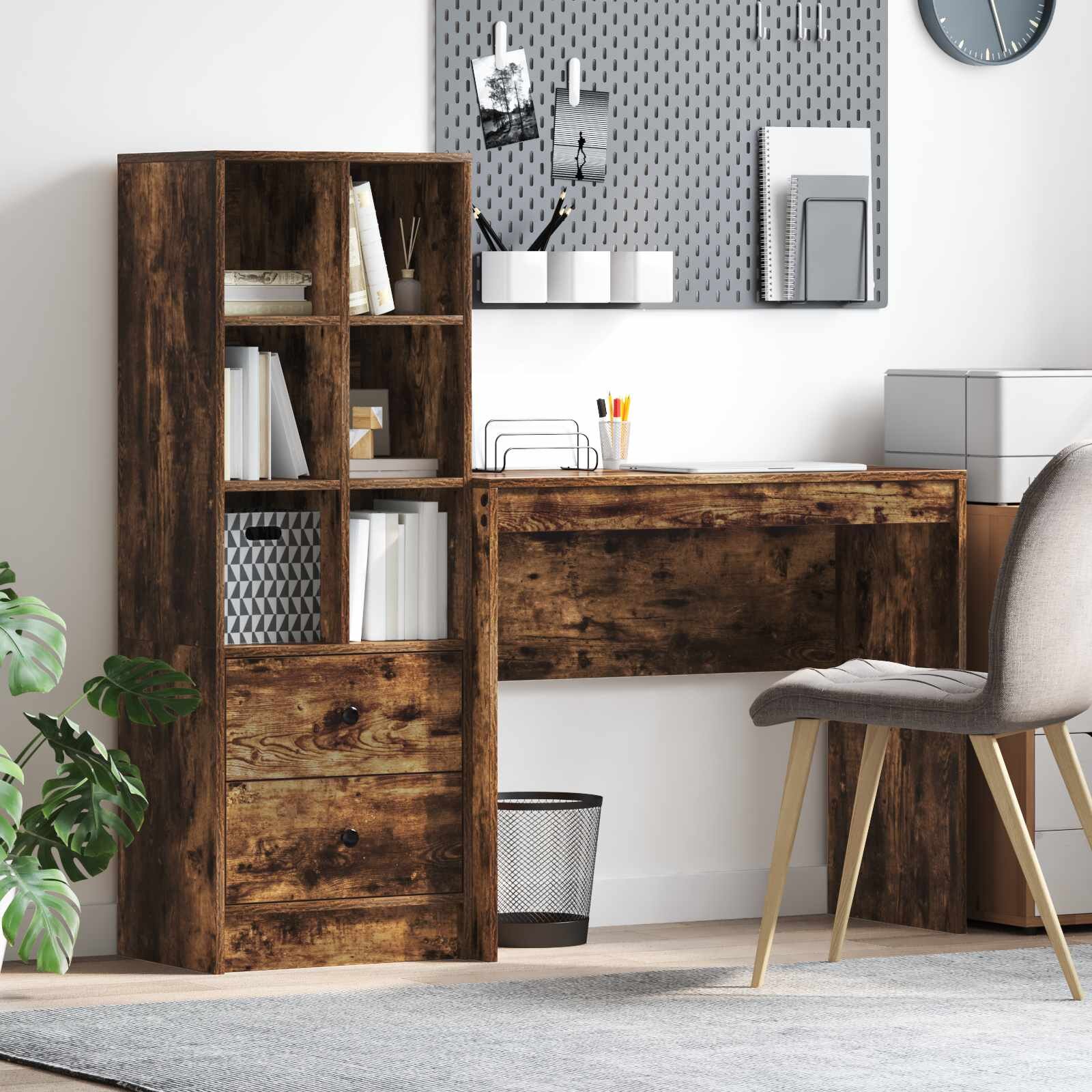 vidaXL Бюро Димян дъб 1355 x 40 x 127 см 2 бр.