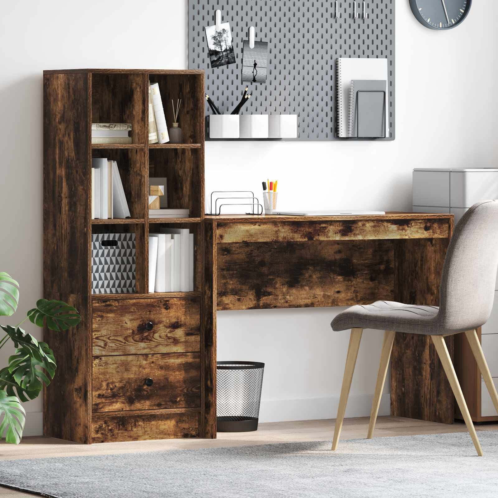 vidaXL Бюро Димян дъб 1455 x 40 x 127 см 2 бр.