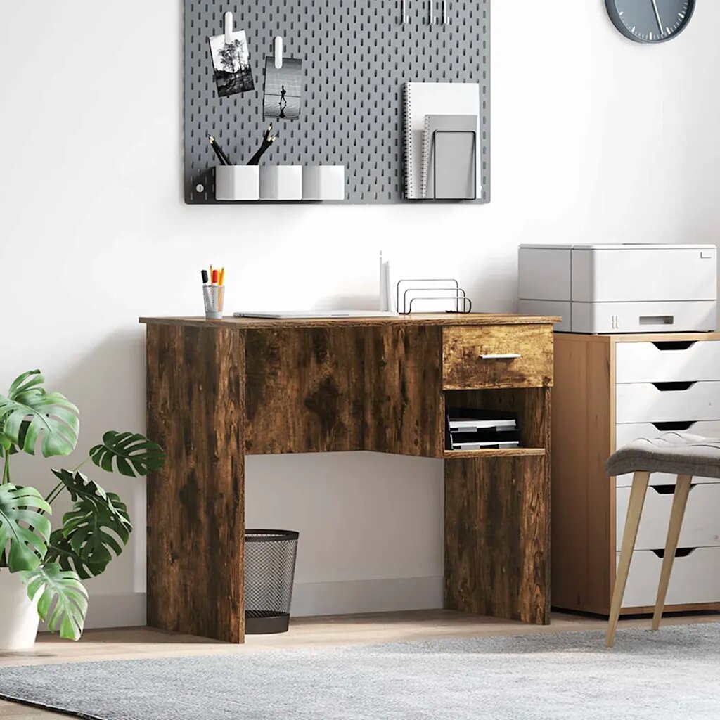 vidaXL Бюро Димян дъб 90 x 49 x 75 см Инженерна дървесина