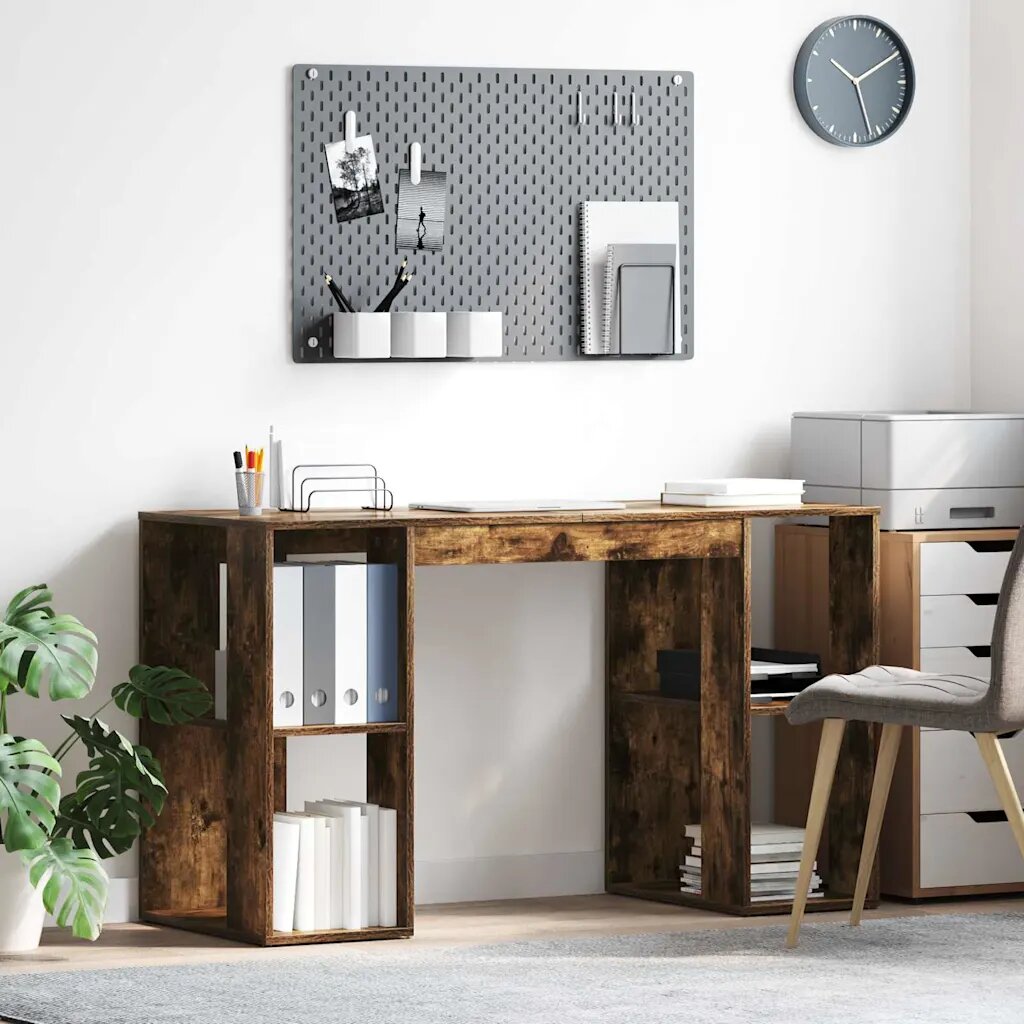 vidaXL Бюро Димян дъб Инженерна дървесина 130 x 50.5 x 75 см