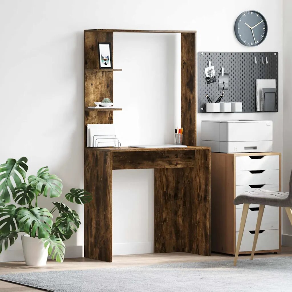 vidaXL Бюро Димян дъб Инженерна дървесина 785 x 37 x 1545 см
