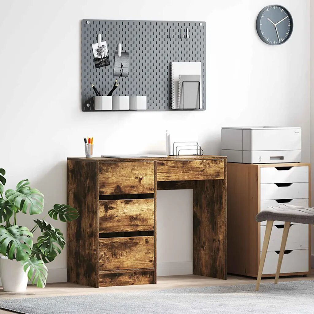 vidaXL Бюро Димян дъб Инженерна дървесина 90 x 37.5 x 75 см
