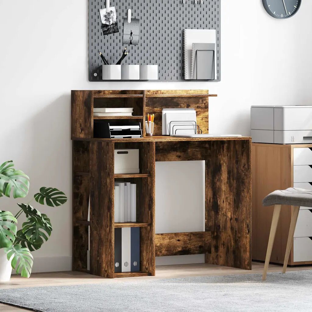 vidaXL Бюро Димян дъб Инженерна дървесина 90 x 48 x 1015 см