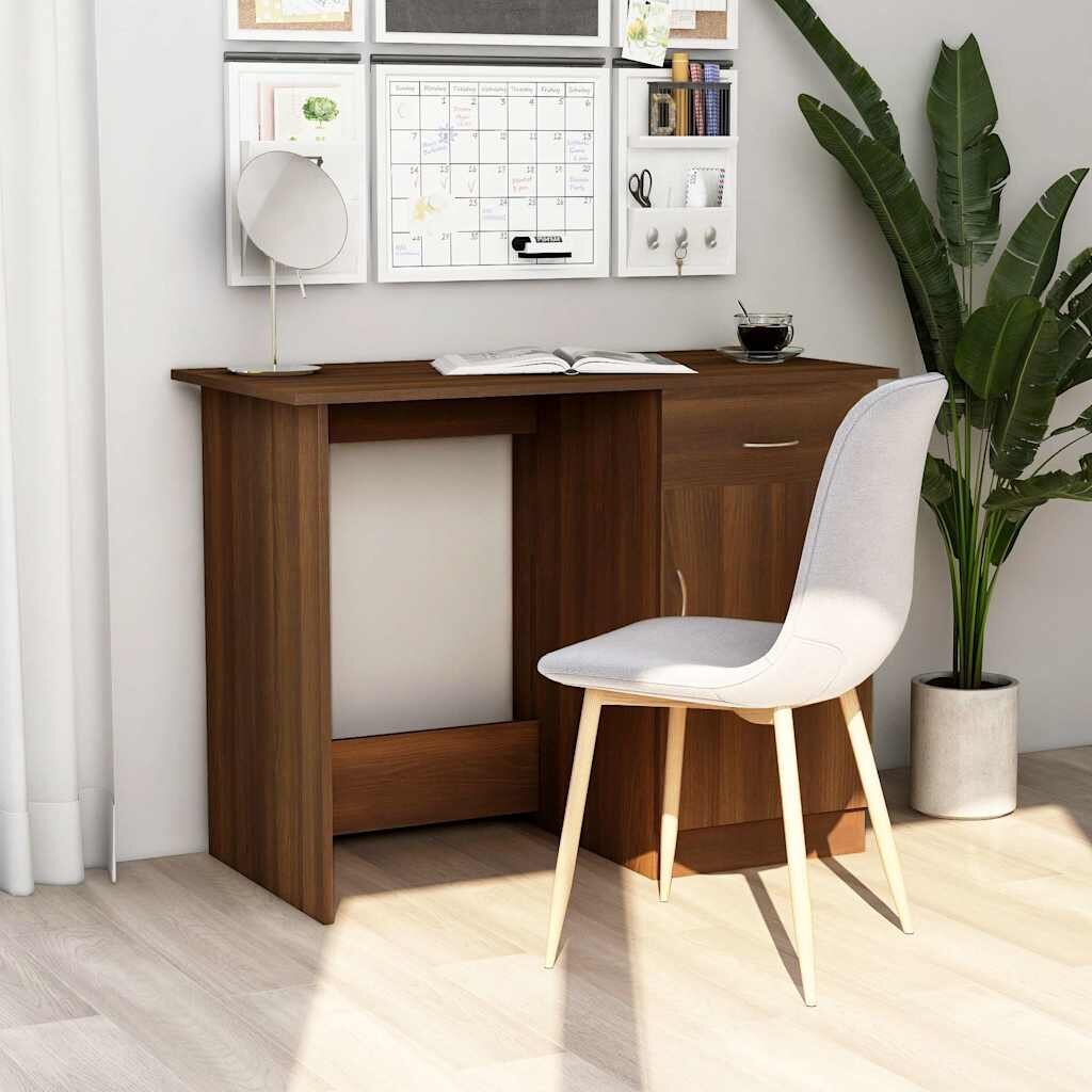 vidaXL Бюро кафяв дъб 100x50x76 см инженерно дърво