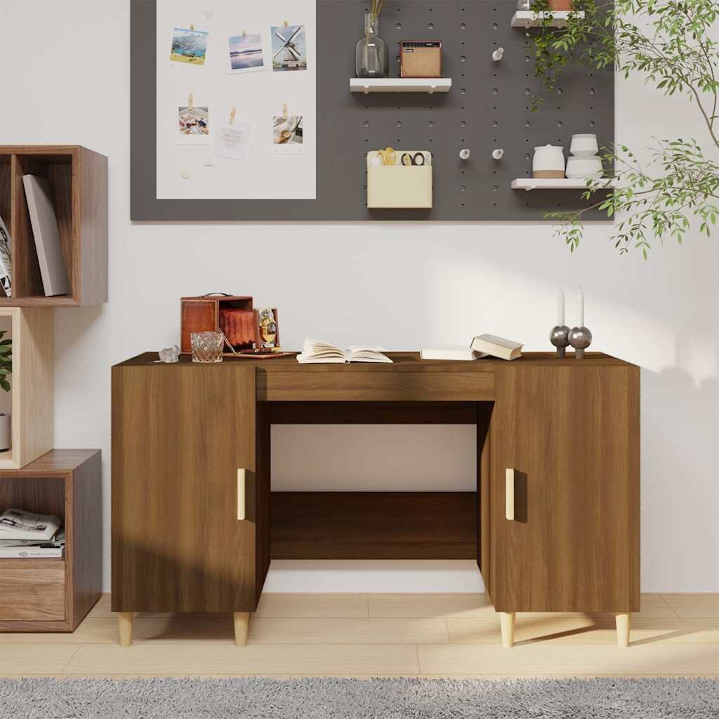 vidaXL Бюро кафяв дъб 140x50x75 см инженерно дърво