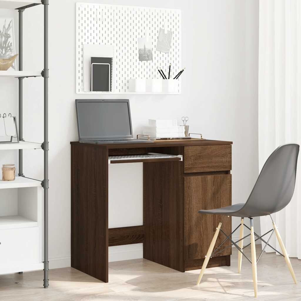 vidaXL Бюро кафяв дъб 86x49x76 см инженерно дърво
