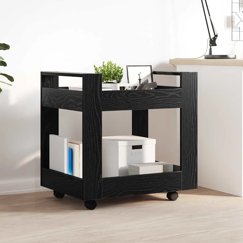 vidaXL Бюро количка Черния дъб 60 x 45 x 60 см Инженерна дървесина