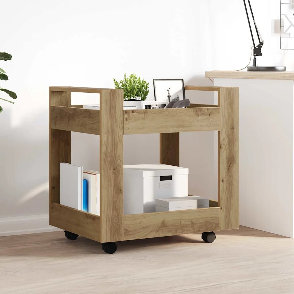 vidaXL Бюро количка Дъб 60 x 45 x 60 см Инженерна дървесина