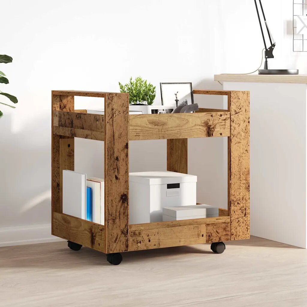 vidaXL Бюро количка Старо дърво 60 x 45 x 60 см Инженерна дървесина