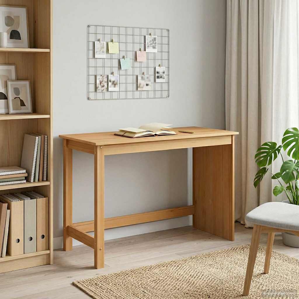 vidaXL Бюро Меден кафяв 112 x 50 x 75 см Солиден бор