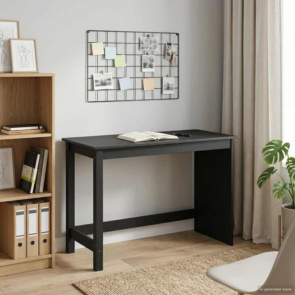 vidaXL Бюро MOSS Черно 112 x 50 x 75 см Солиден бор