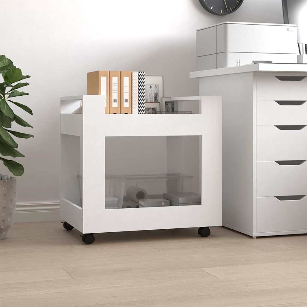 vidaXL Бюро на колелца бяло 60x45x60 см инженерно дърво