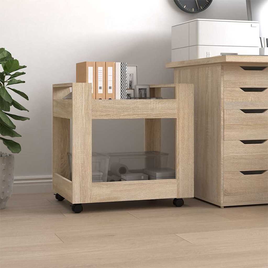 vidaXL Бюро на колелца дъб сонома 60x45x60 см инженерно дърво