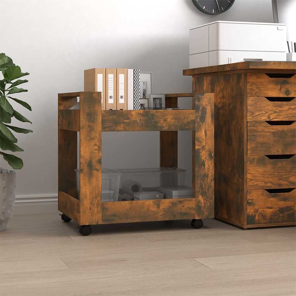 vidaXL Бюро на колелца опушен дъб 60x45x60 см инженерно дърво