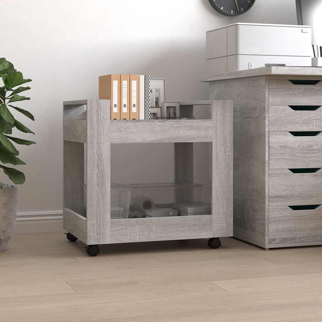vidaXL Бюро на колелца сив сонома 60x45x60 см инженерно дърво