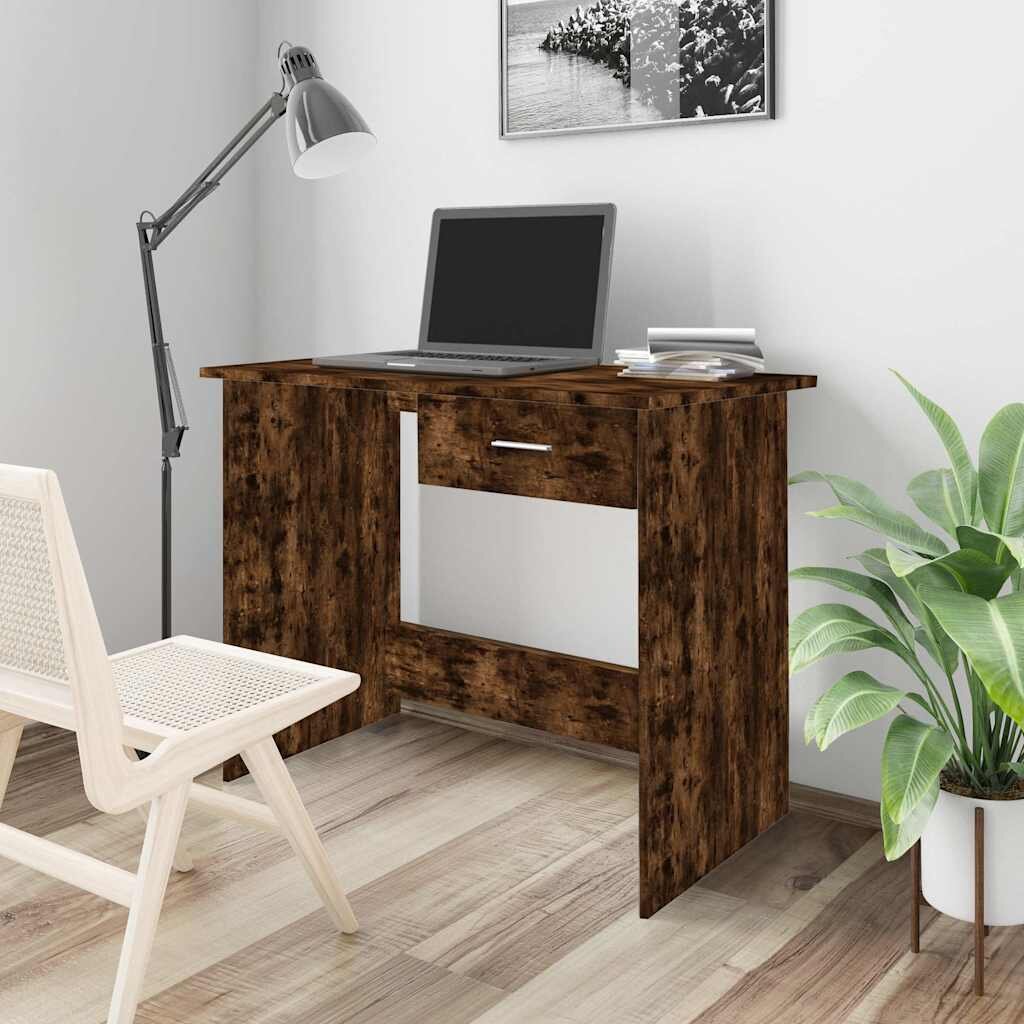 vidaXL Бюро опушен дъб 100x50x76 см инженерно дърво