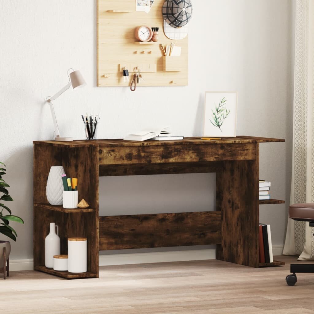 vidaXL Бюро опушен дъб 140x50x75 см инженерно дърво