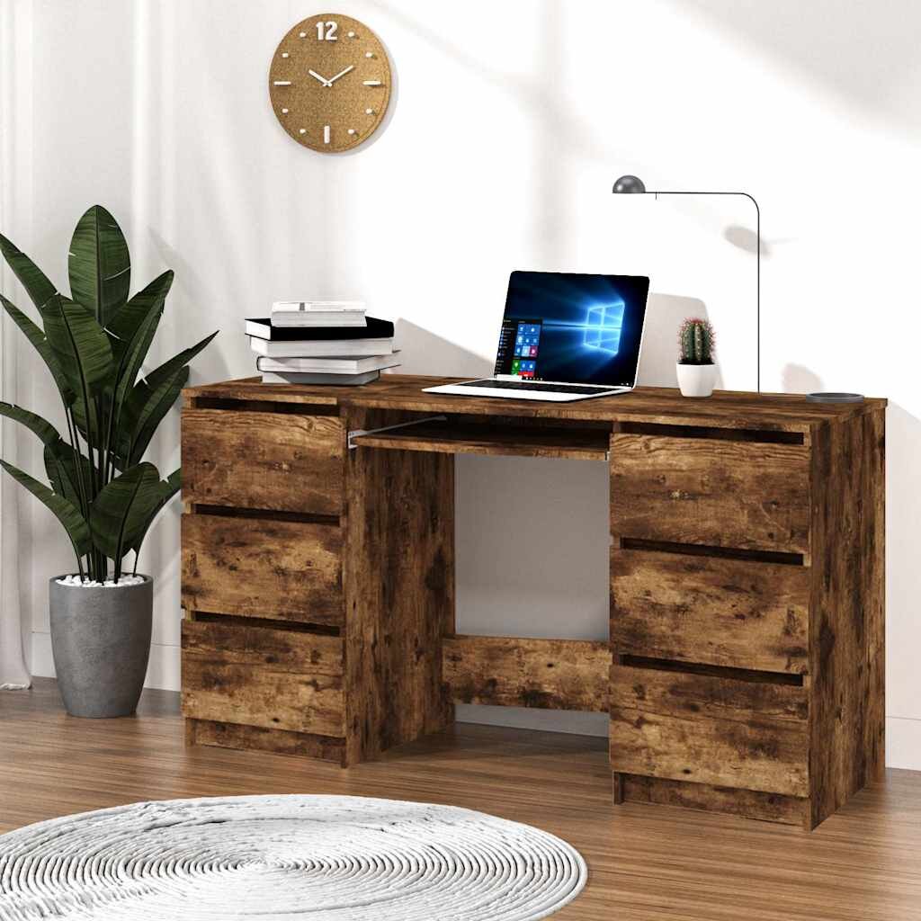vidaXL Бюро опушен дъб 140x50x77 см инженерно дърво