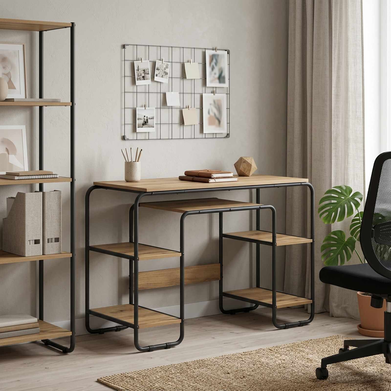 vidaXL Бюро с място за съхранение Дъб артизан 1135 x 52 x 755 см
