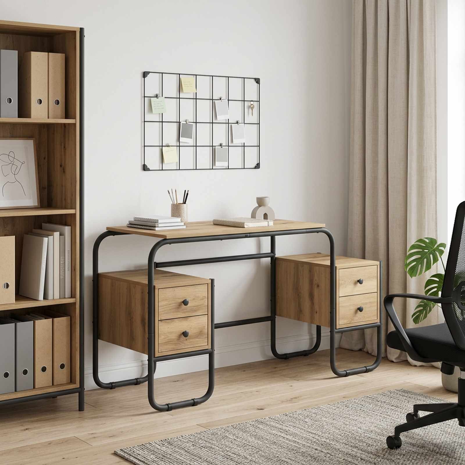 vidaXL Бюро с място за съхранение Дъб артизан 145 x 50 x 75 см