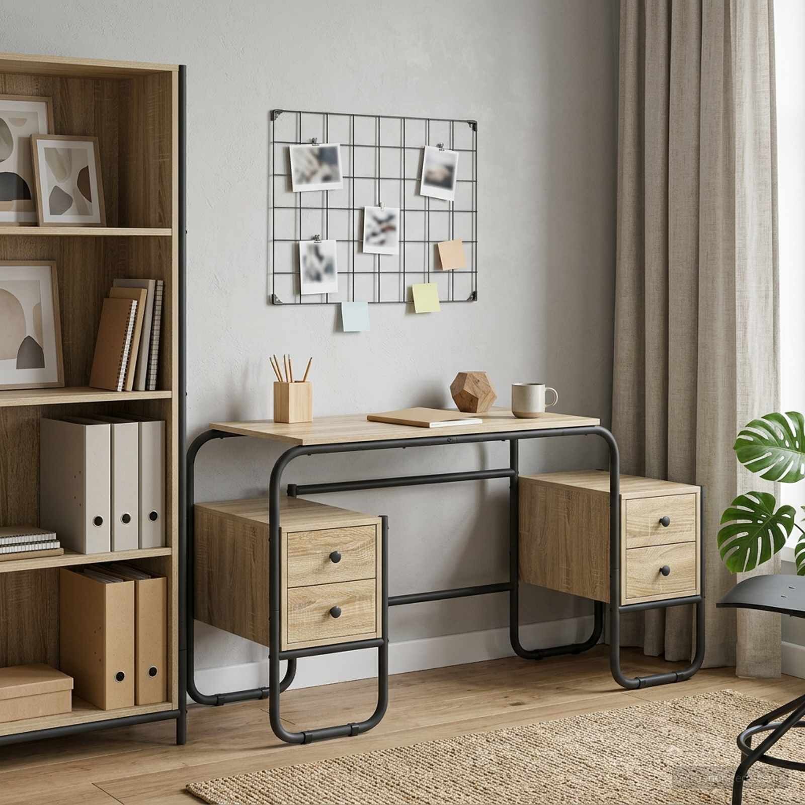 vidaXL Бюро с място за съхранение Дъб сонома 145 x 50 x 75 см