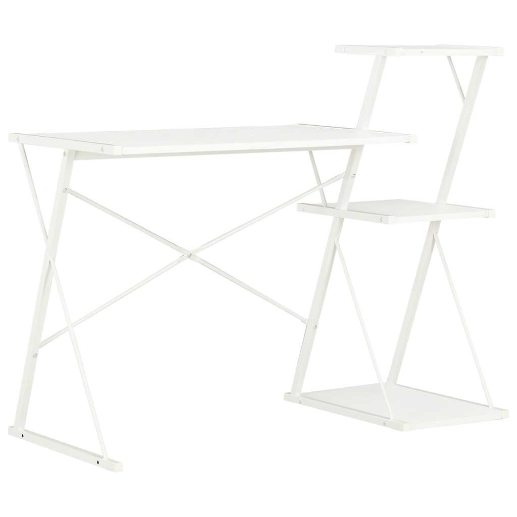 vidaXL Бюро с рафт бяло 116x50x93 см