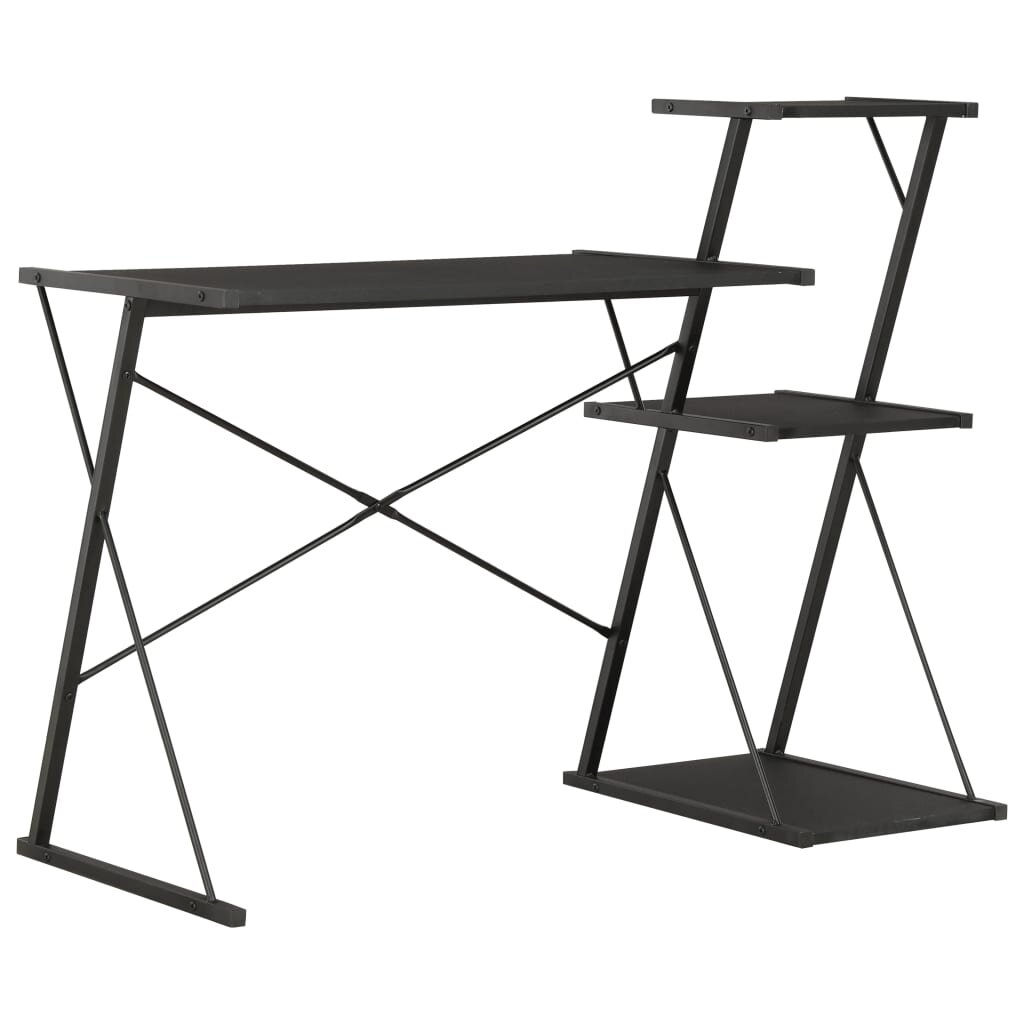 vidaXL Бюро с рафт черно 116x50x93 см