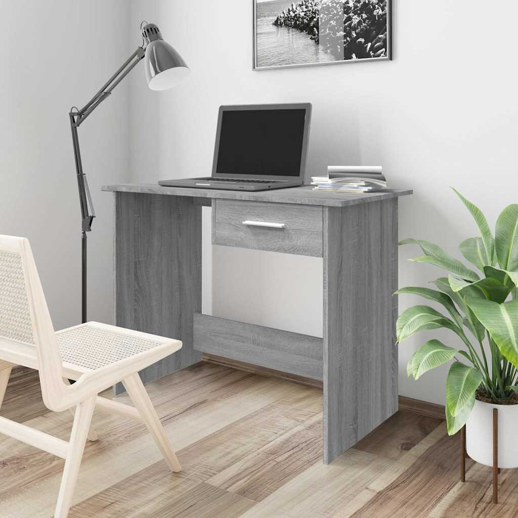 vidaXL Бюро сив сонома 100x50x76 см инженерно дърво