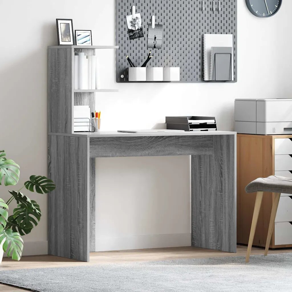 vidaXL Бюро Сив Сонома 102 x 50 x 124 см Инженерна дървесина