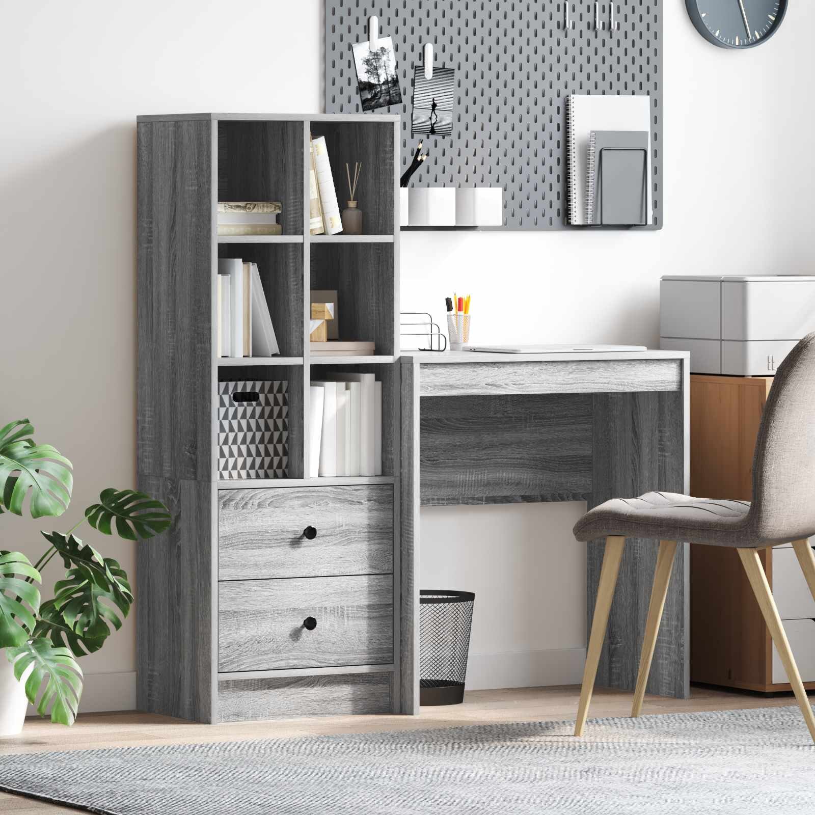 vidaXL Бюро Сив Сонома 1155 x 40 x 127 см 2 бр.
