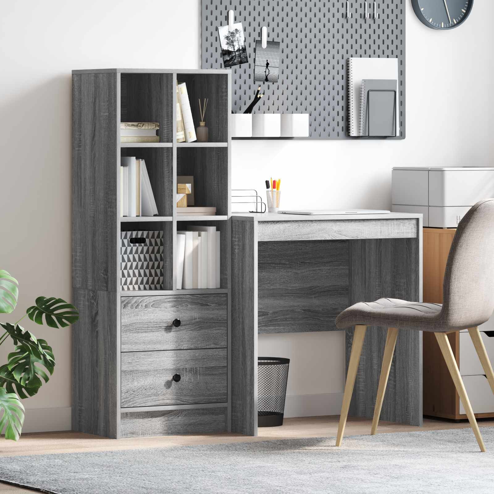 vidaXL Бюро Сив Сонома 1155 x 50 x 127 см 2 бр.