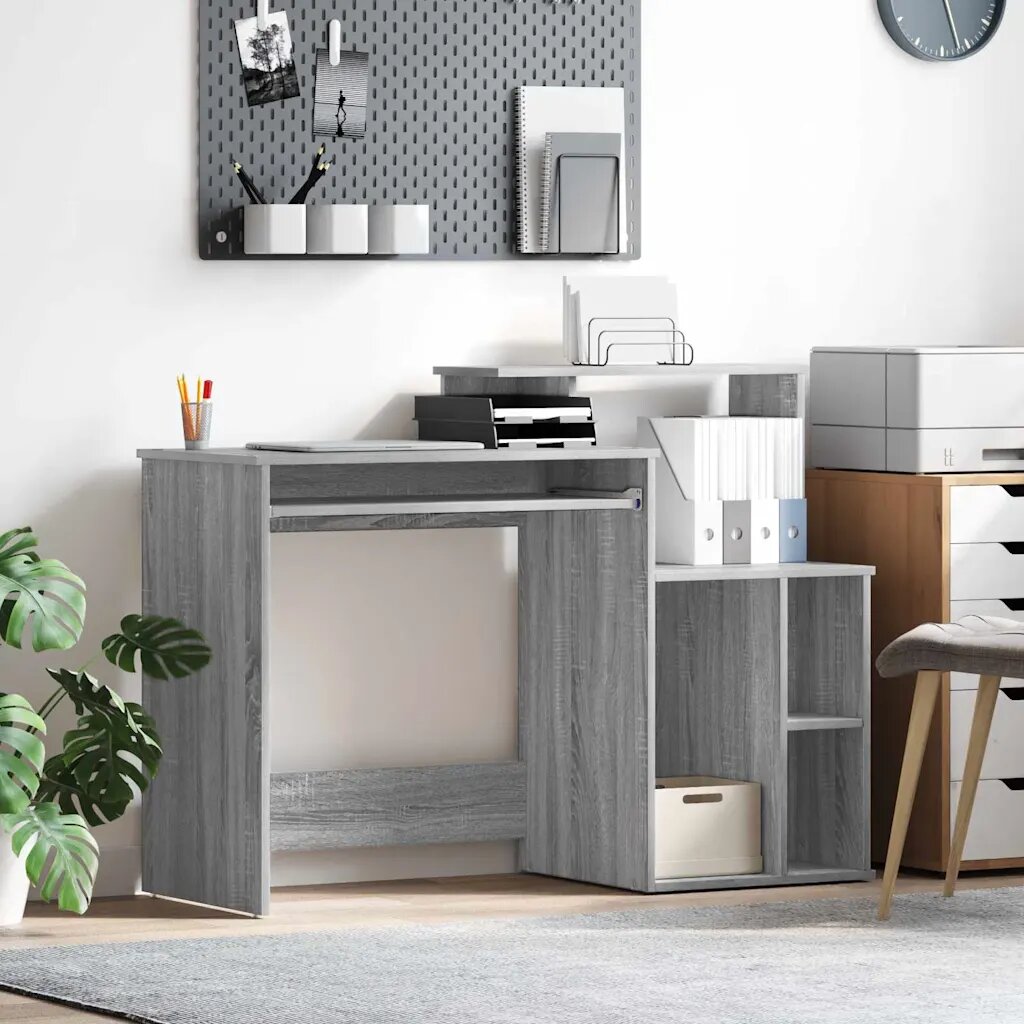 vidaXL Бюро Сив Сонома 1205 x 44 x 885 см Инженерна дървесина